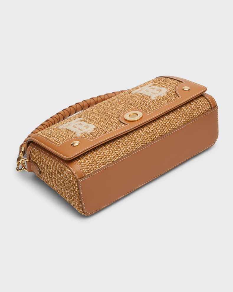 Burberry Small Note TB Raffia Shoulder Bag